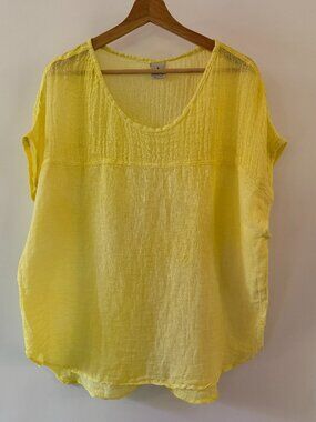 Sunday St Tropez Linen Woven Top Yellow Medium